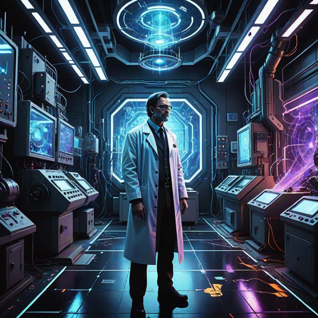 Vibrant Neon Vision of a Futuristic Laboratory