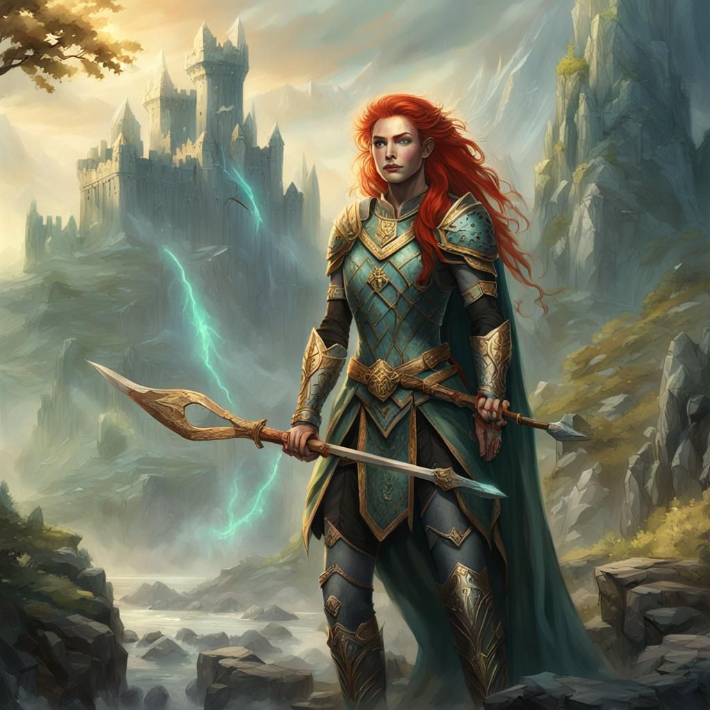 Epic Battle Elf Maiden in Misty Ruins