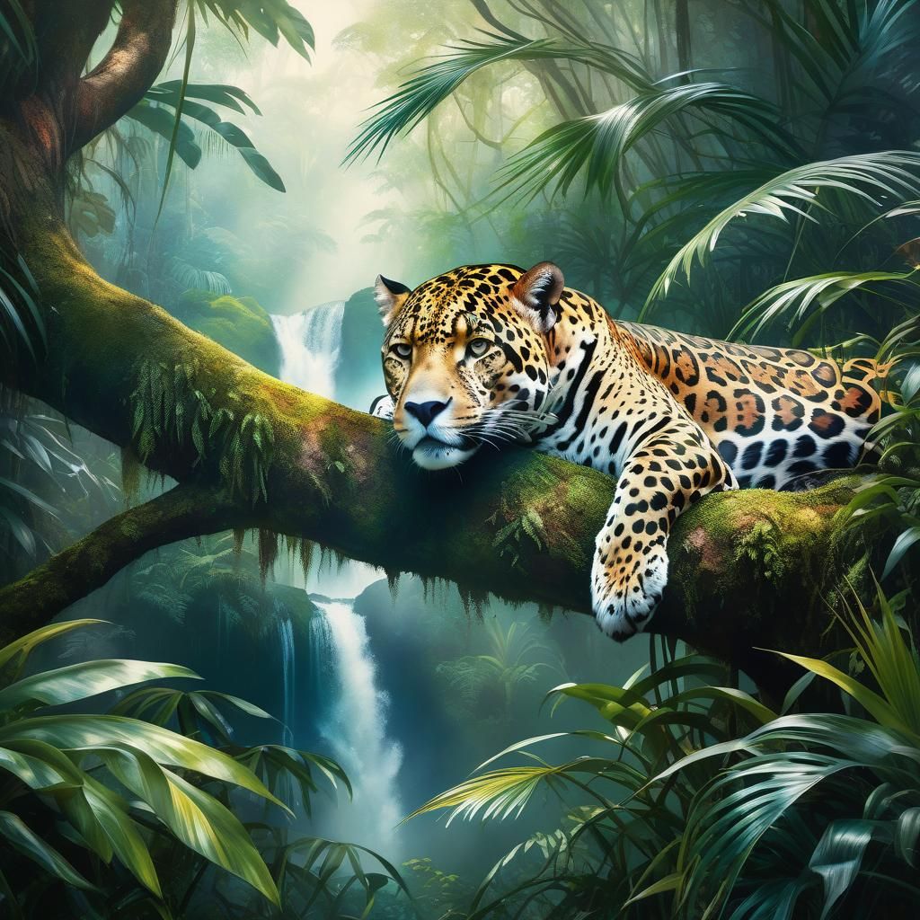 Jungle Jaguar in Watercolor Style