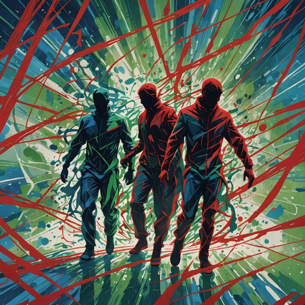 Dynamic Silhouettes in Chaotic Streaks: Fantasy Concept Art