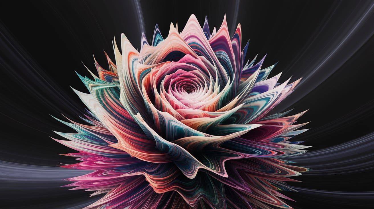Abstract Cosmic Bloom in Swirling Color and Light