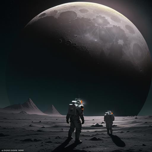 Astronauts on the Moon: Sci-Fi Digital Matte Painting
