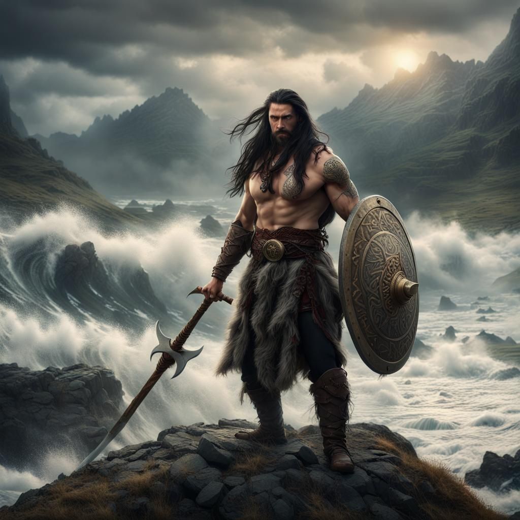 Viking Warrior in Epic Fantasy Landscape
