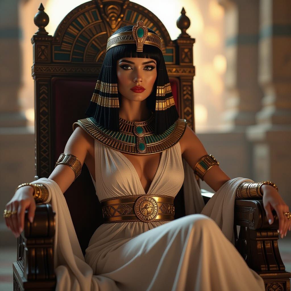 Beth Smith as Cleopatra on Throne in 8k