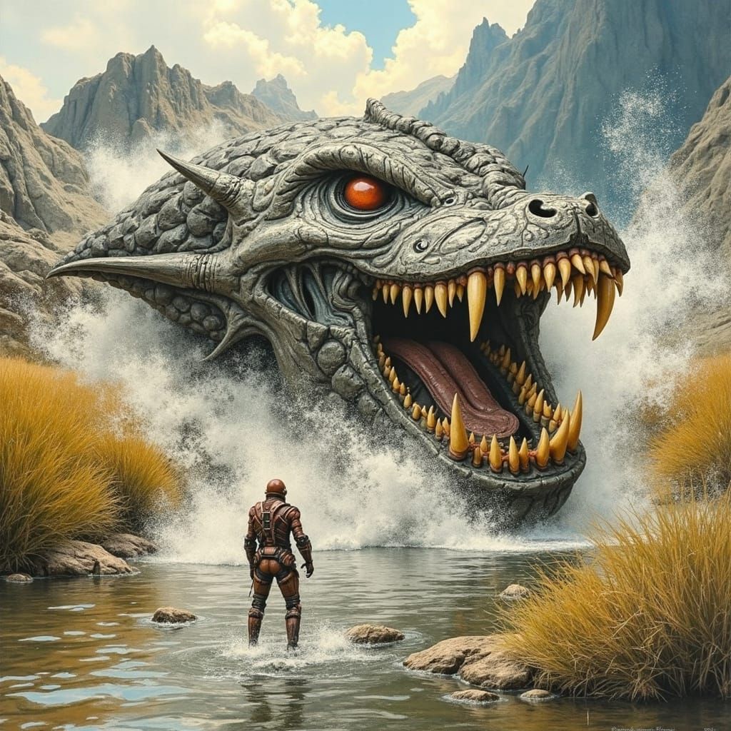 Grotesque Female Demon in Dark Surrealist Style