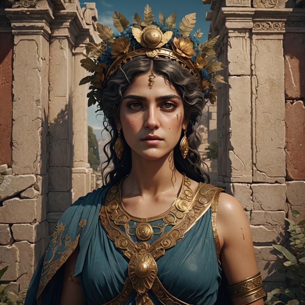 Ancient Greek Sappho Portrait in Detailed Matte Painting