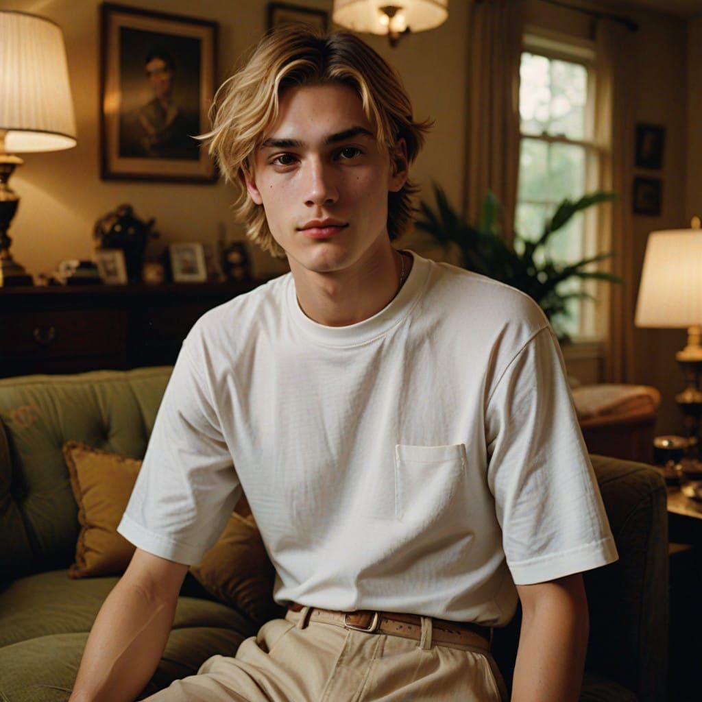 Dreamy Portrait of a Young Crossdresser in a Whimsical Dress