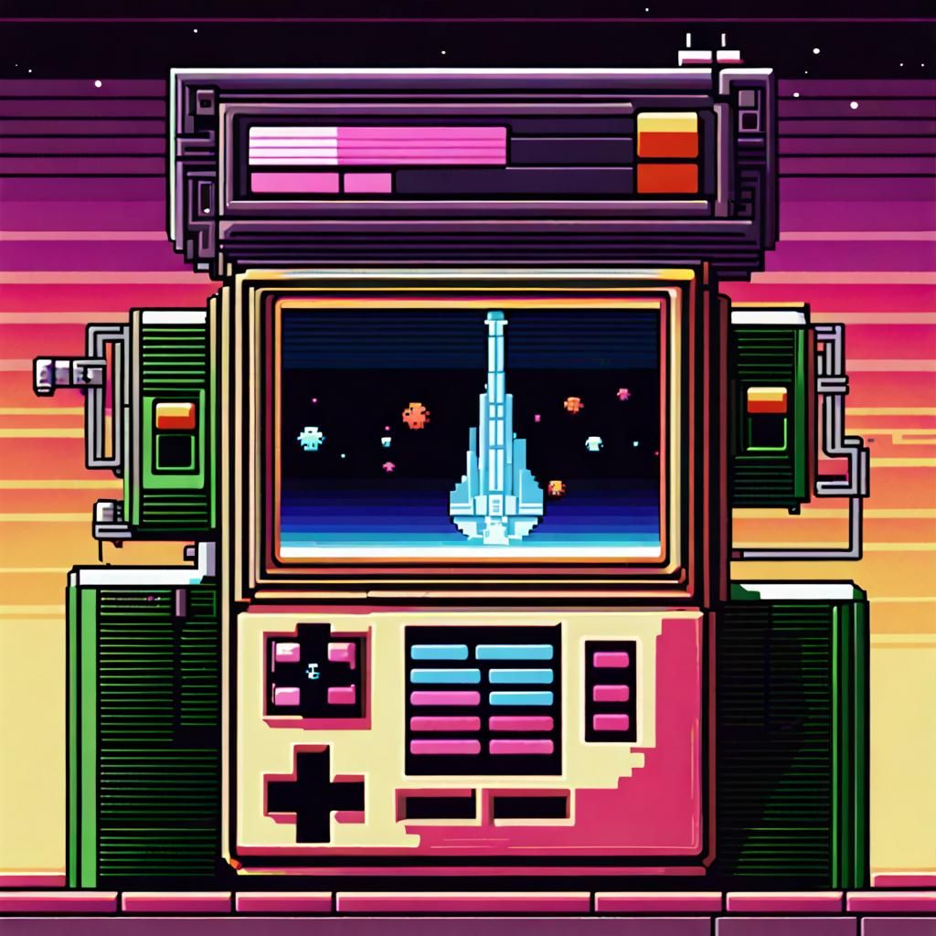 Vaporwave Star Wars Pixel Art in Neon Colors