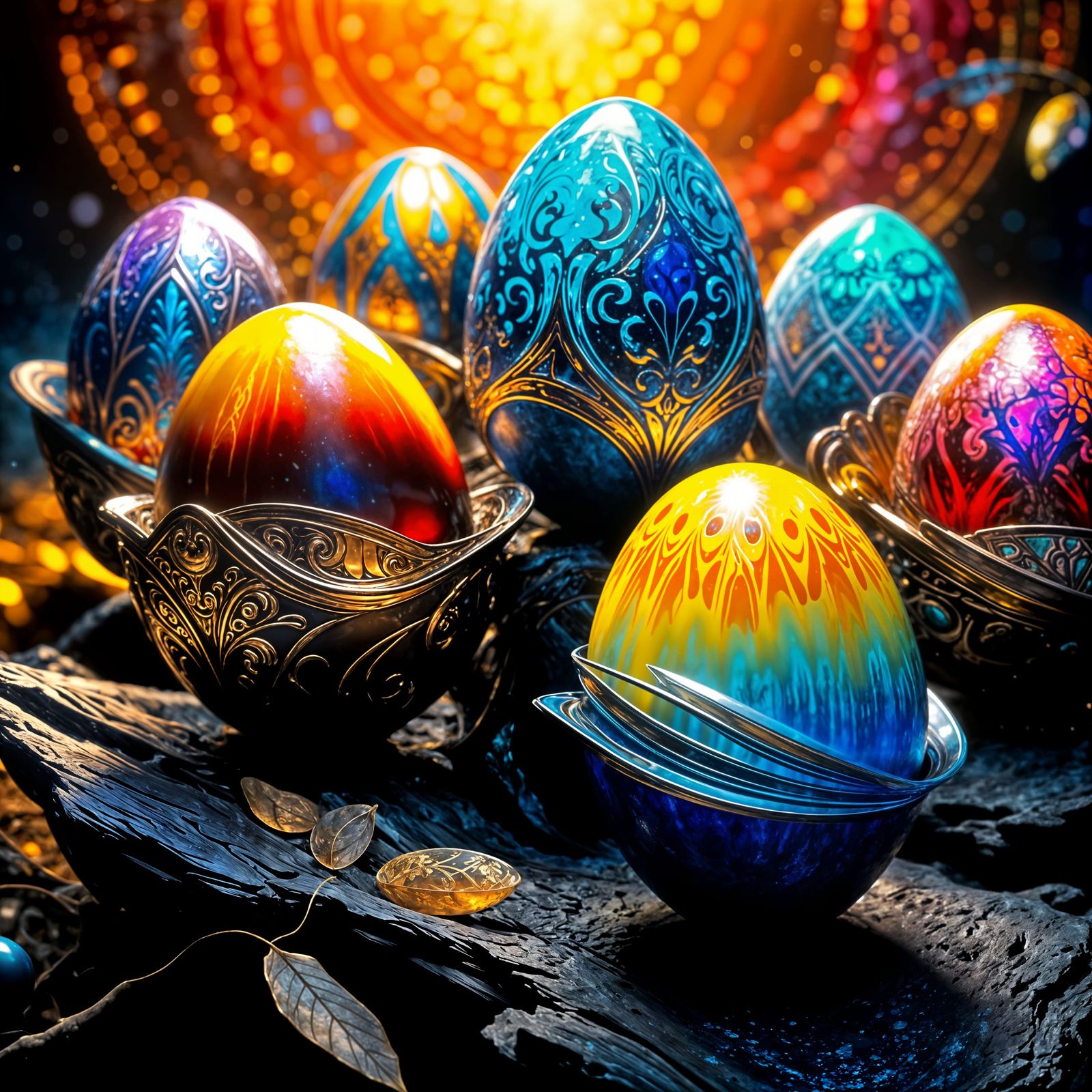 Glowing Easter Egg Art in Vivid Colors