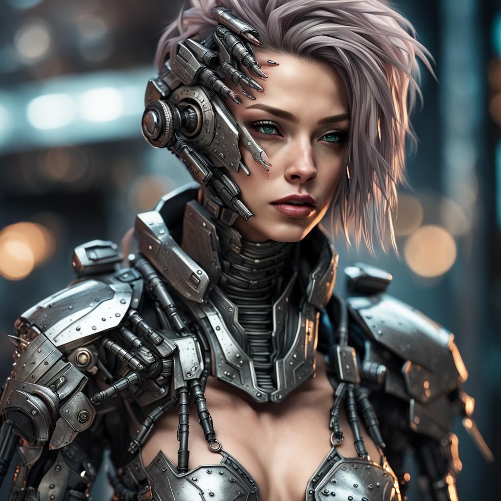 Cyberpunk girl in armor