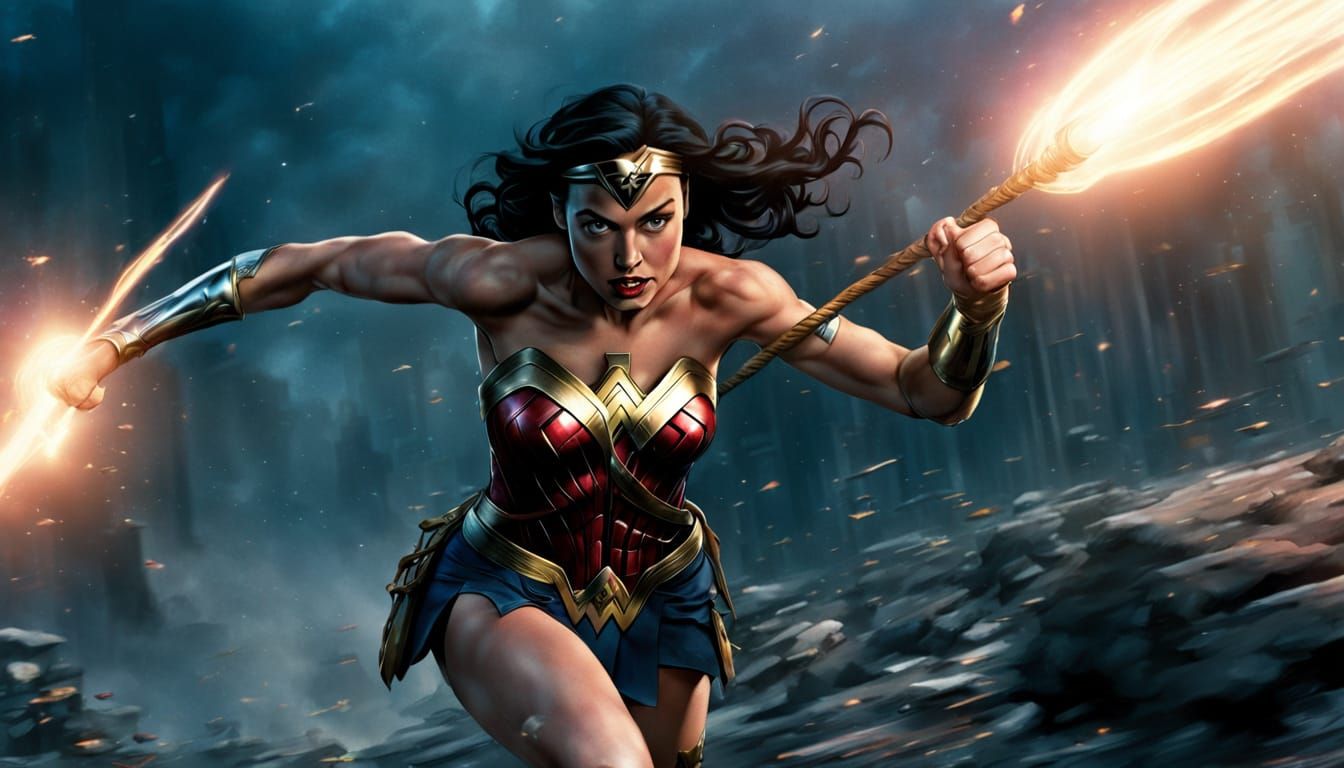 Wonder Woman Protects: Dynamic Marvel Comic Art