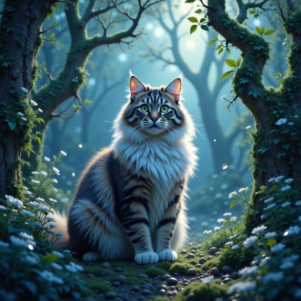 Majestic Maine Coon in Enchanted Forest