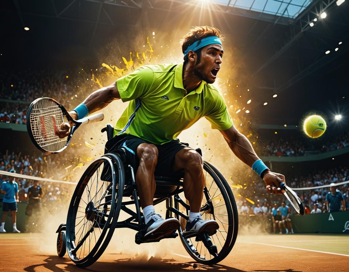 Para-Athlete Tennis Concept Art in Action Style
