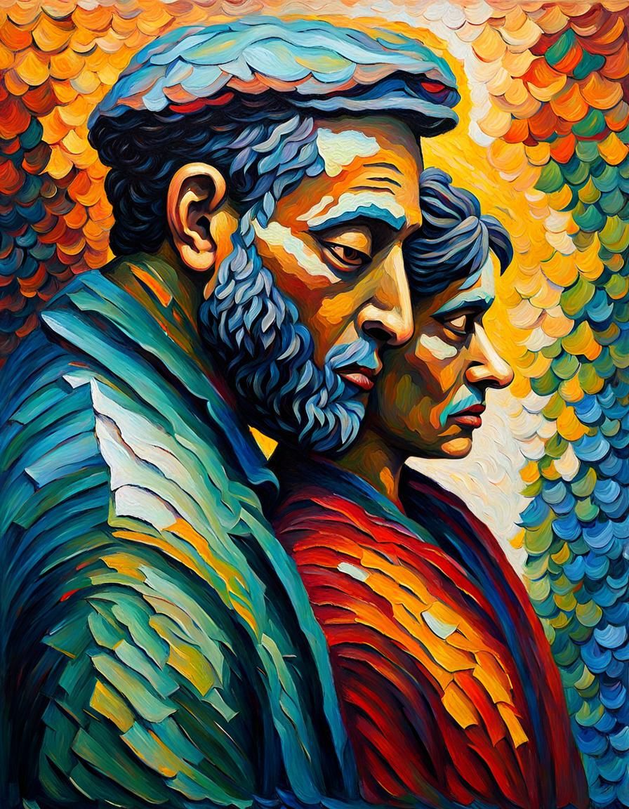 Colorful Expressionist Oil Painting with Textured Impasto