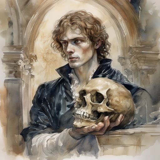 Hamlet's Contemplation: A Renaissance-Inspired Scene