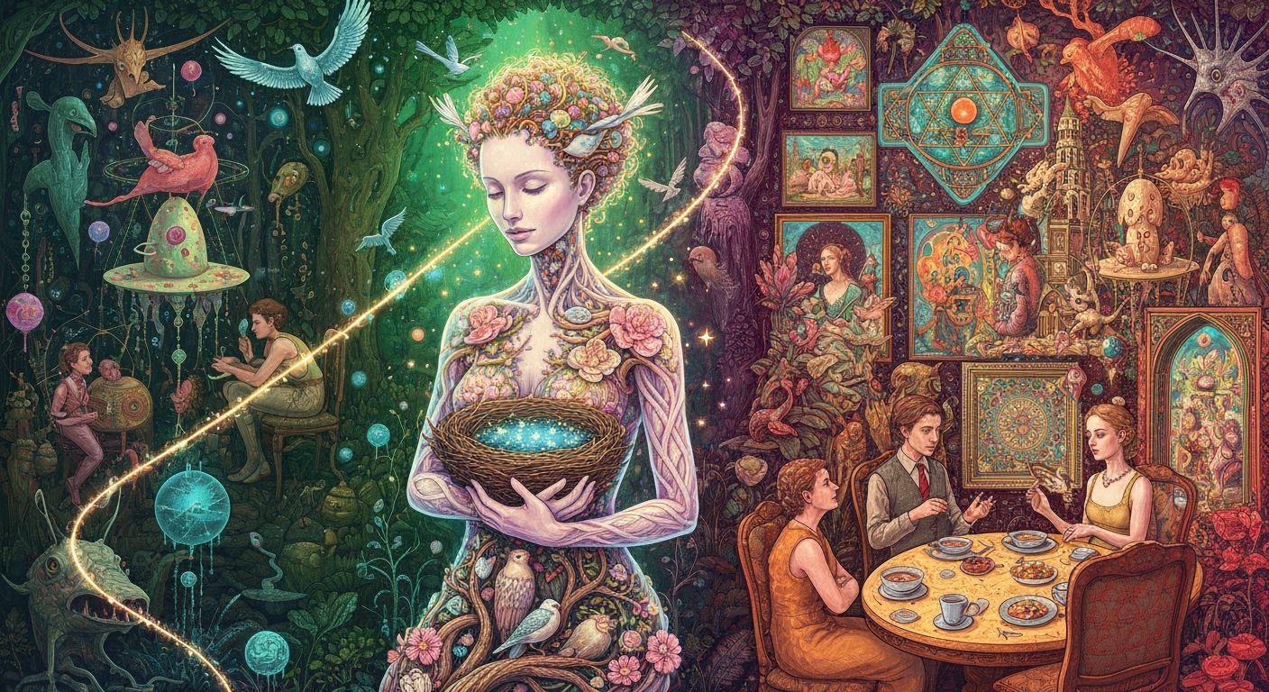 Bioluminescent Goddess in Forest Concept Art