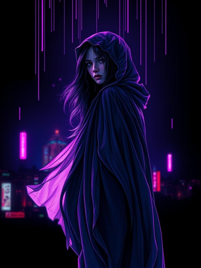 Subtle purple streaks like shooting stars on a black background glitchcore