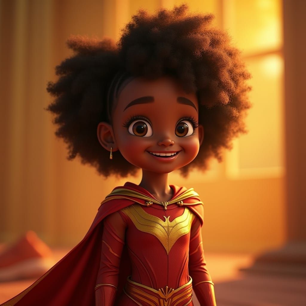 Radiant Wakandan Superhero Teen Celebrates National Superher...