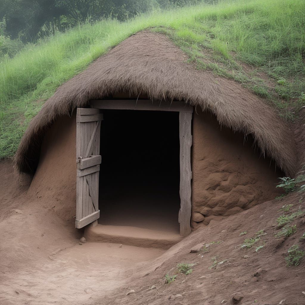 Ancient Clay Pit Houses Emerging from the Earth