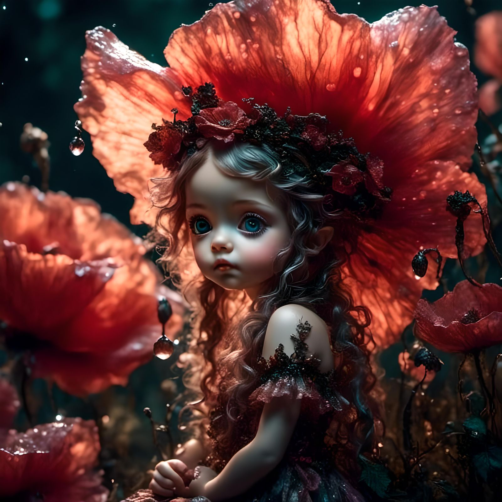 Tiny Fairy on Poppy, Macro Photography