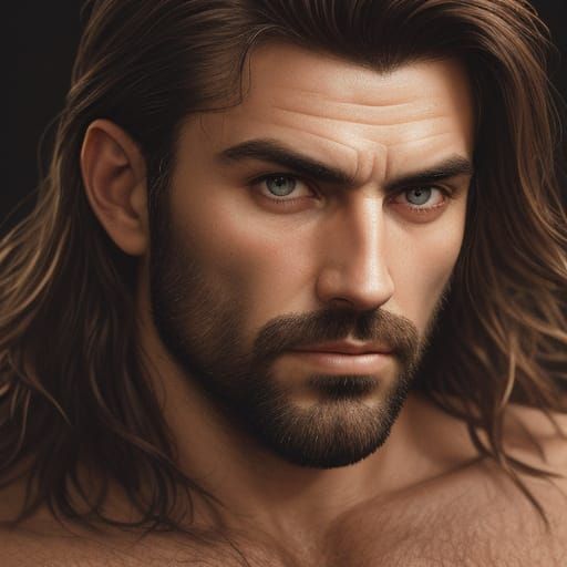 Moody Portrait of a Man with Hairy Chest