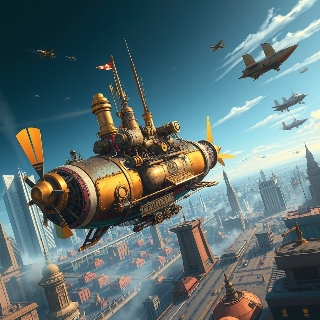 Steampunk Airship Docks at Cloud Metropolis
