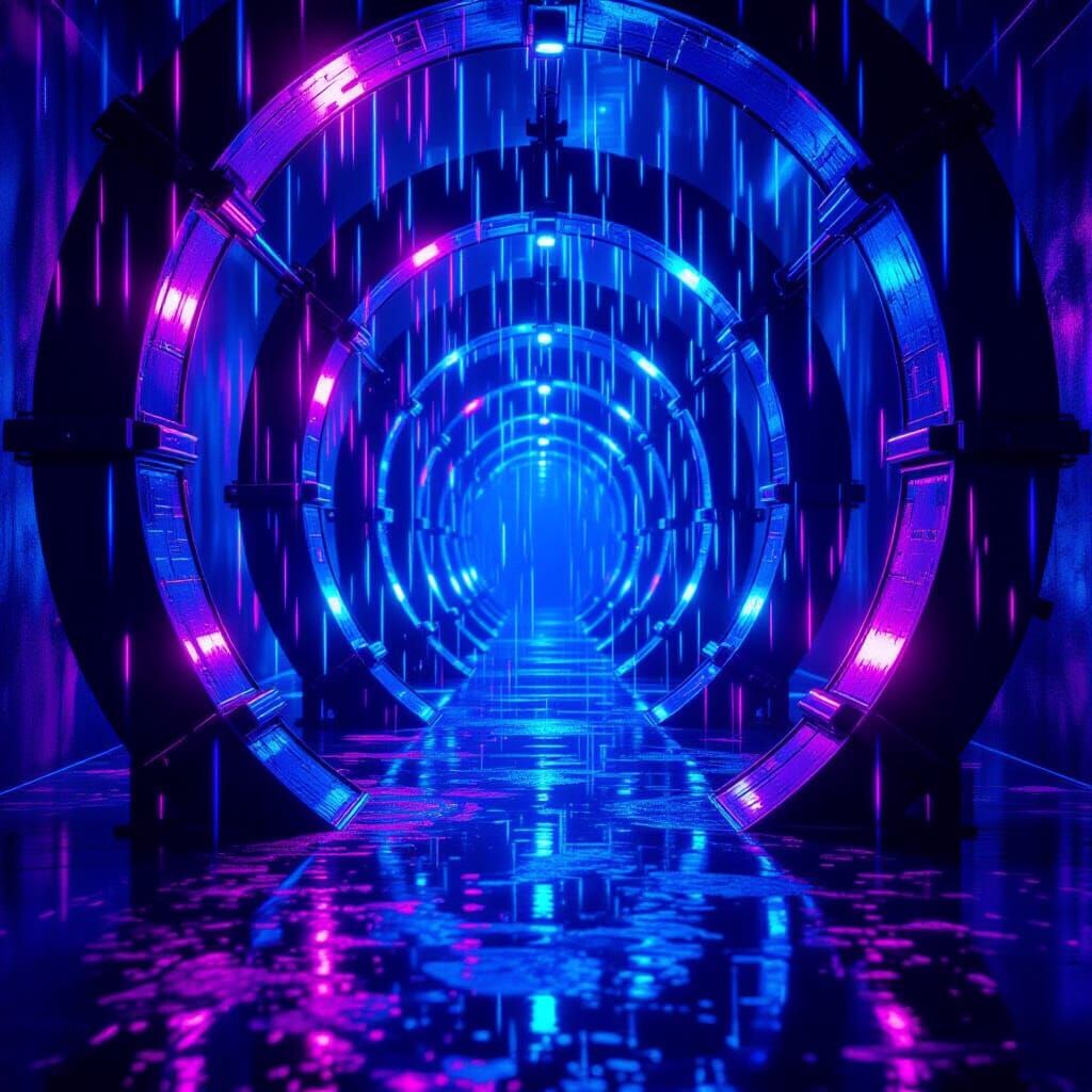 Surreal Rainy Tubes with Neon Glow