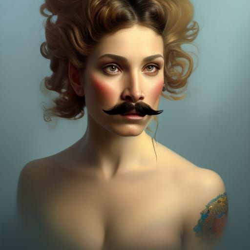 Detailed Portrait of a Sideshow Woman in Triadic Colors