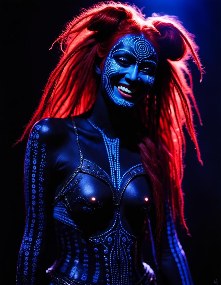 Macabre Ainu Dancer with UV Body Paint