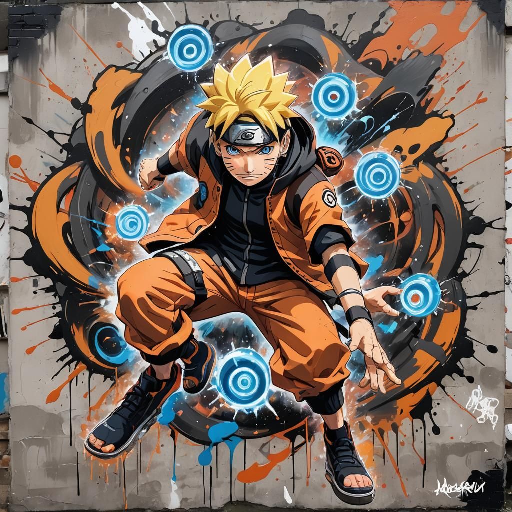 Naruto Rasengan Graffiti Art: Action Painting in Polychromat...