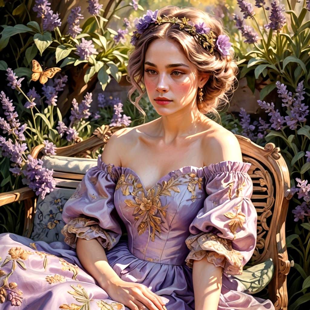Ethereal Garden Muse in Lush Floral Setting