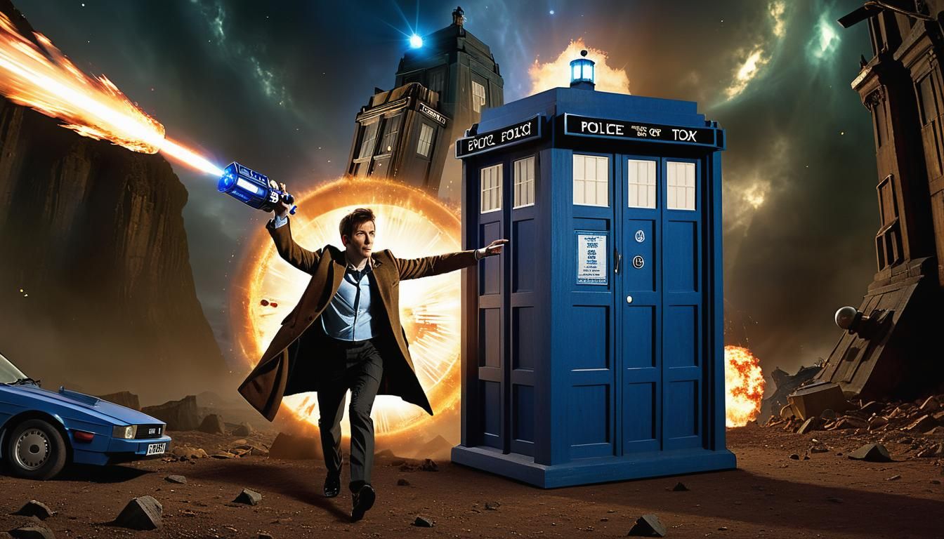 TARDIS in Time Vortex with Tenth Doctor