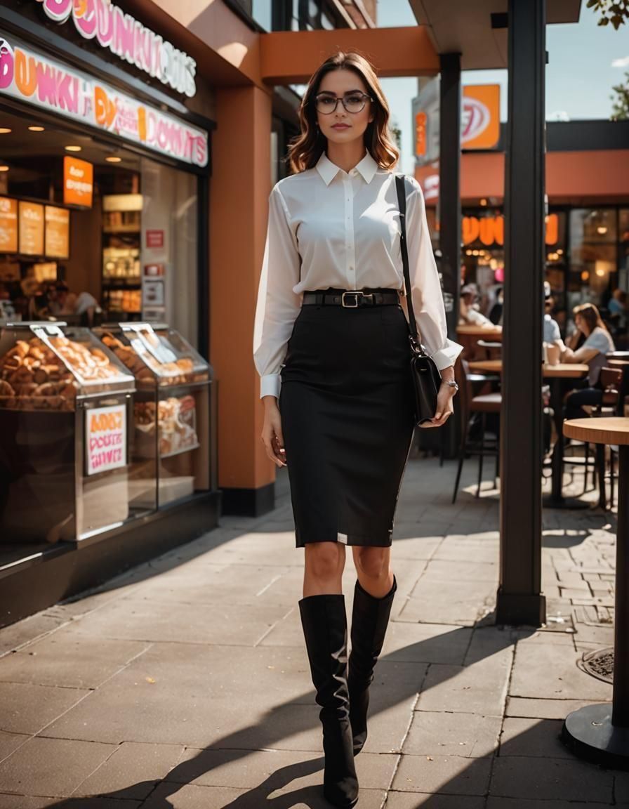 Woman in Dunkin Donuts, Cinematic 8K