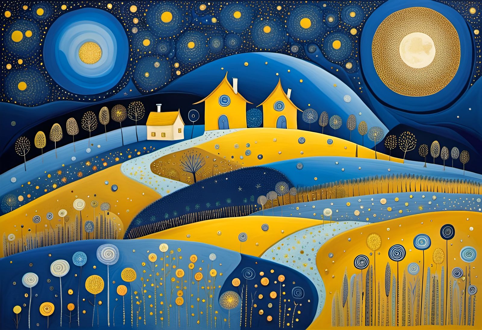 Stardust Moon House in Art Brut Style