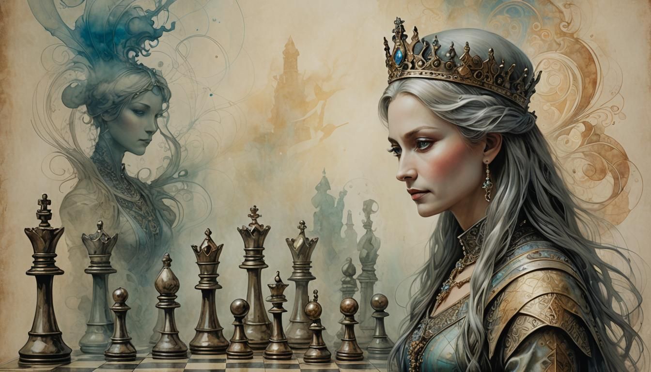 Ethereal Chess Queen in Fantasy Art Style