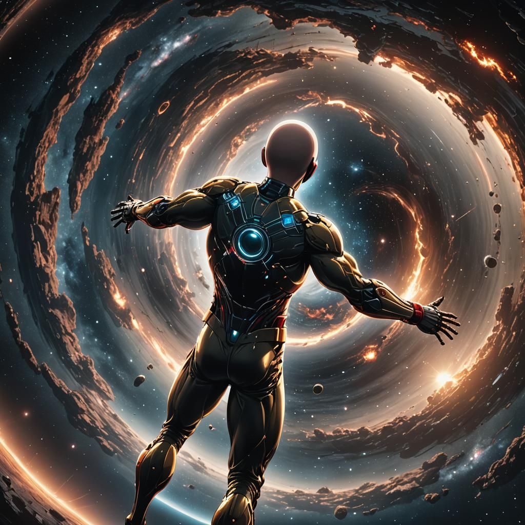 One Punch Man Confronts a Black Hole in Space