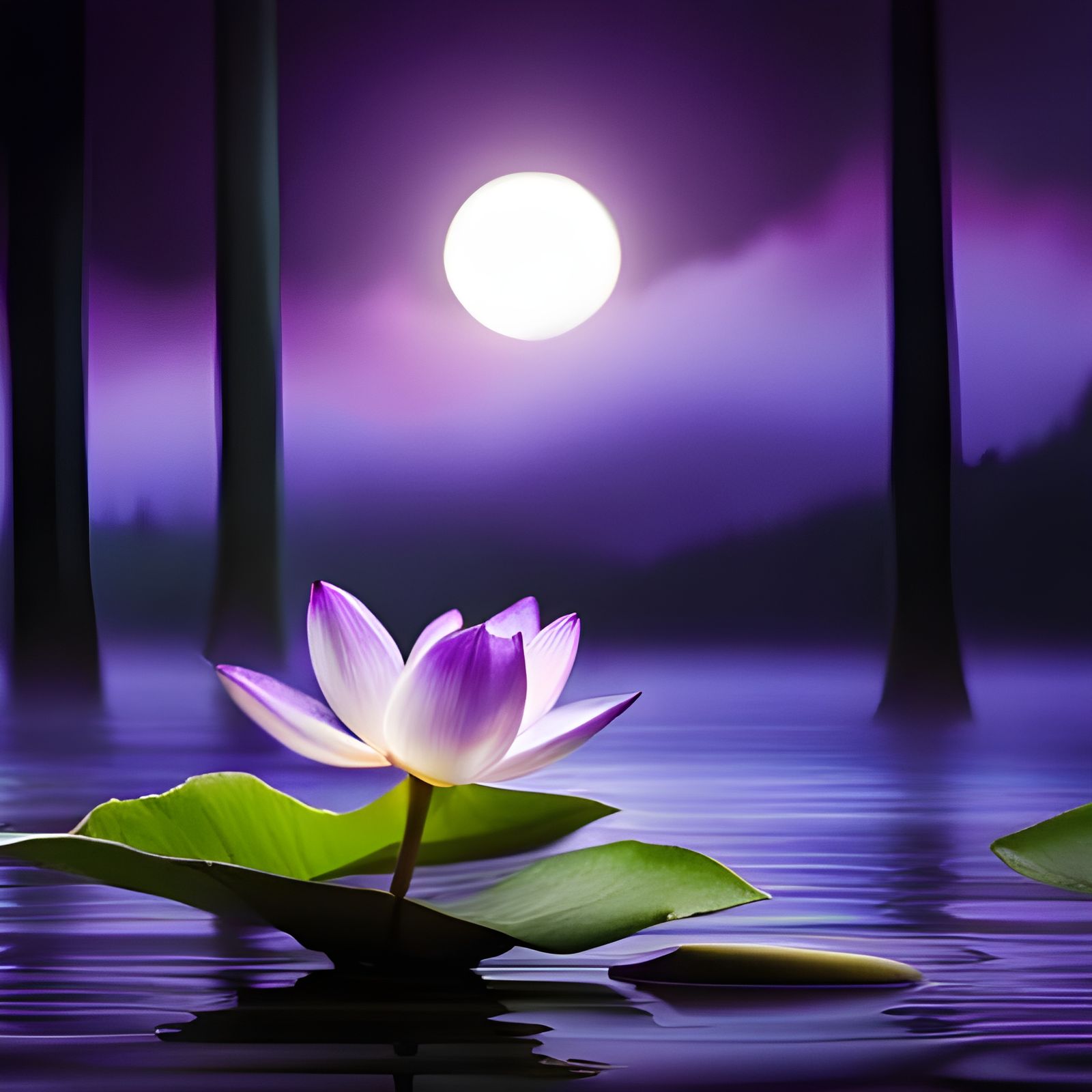 Purple Lotus Flower in Purple Woods: Blissful Image