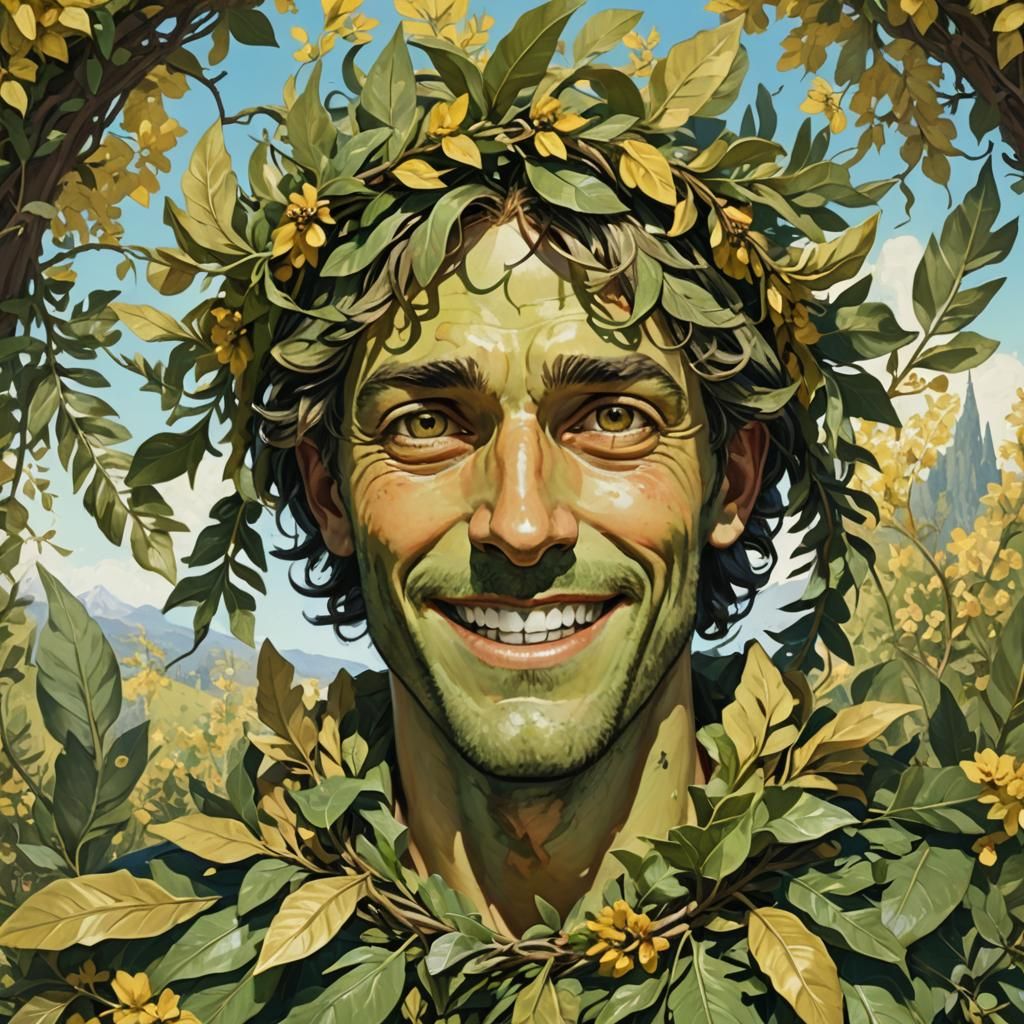 Person with Laurel Wreath in Romantic Style