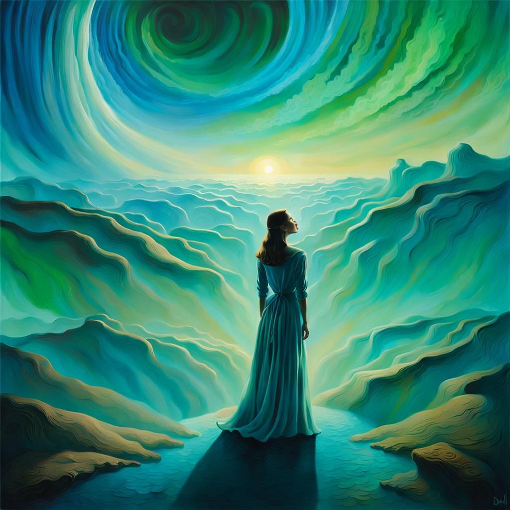 Woman Calling from Void: Surrealist Dreamscape