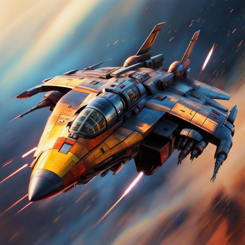 Warp Fighter in Chris Foss Style with Speed Blur