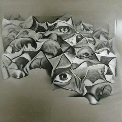 Eye Tessellation in Escher Style Pencil Drawing