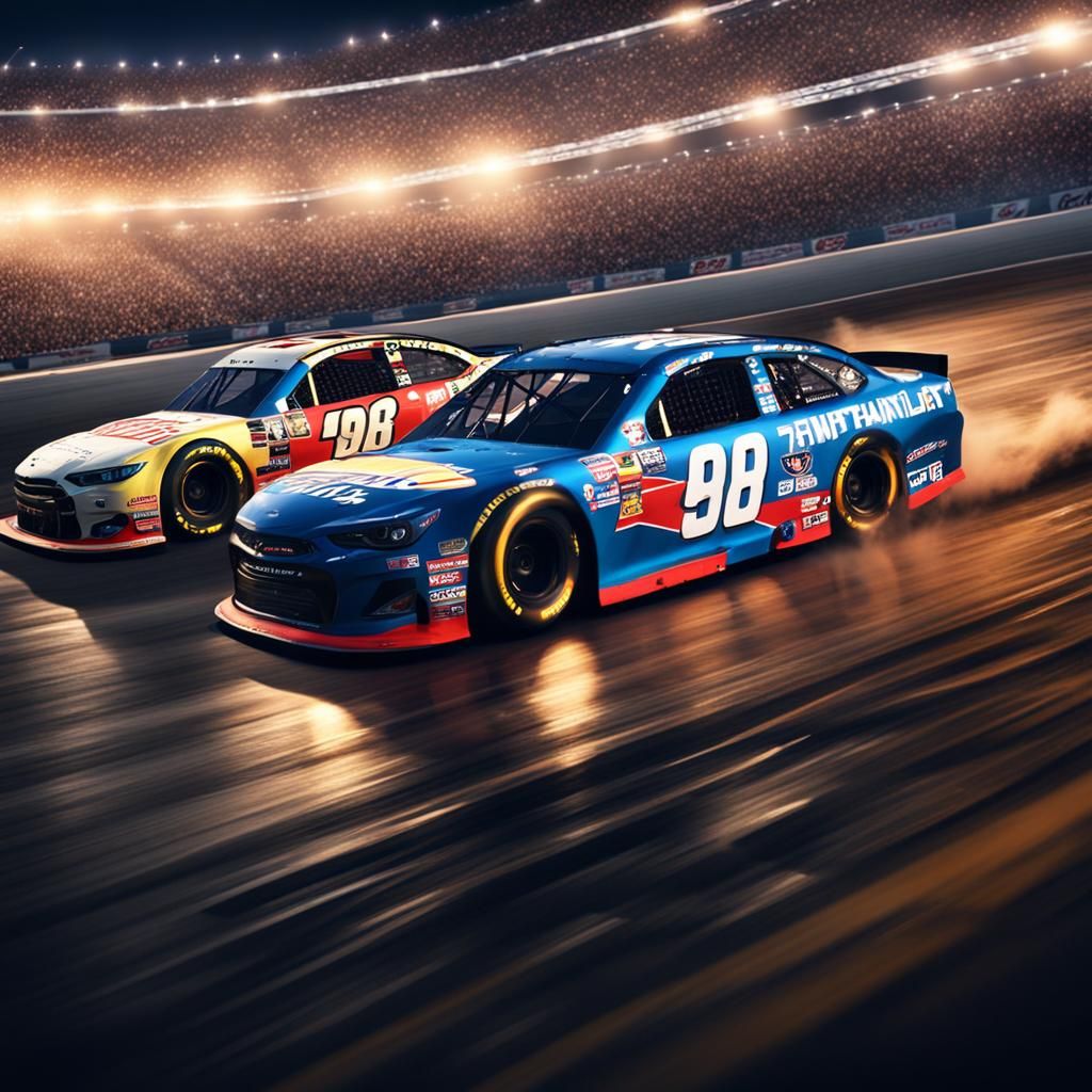 Nighttime NASCAR Race: Detailed Fantasy Concept Art