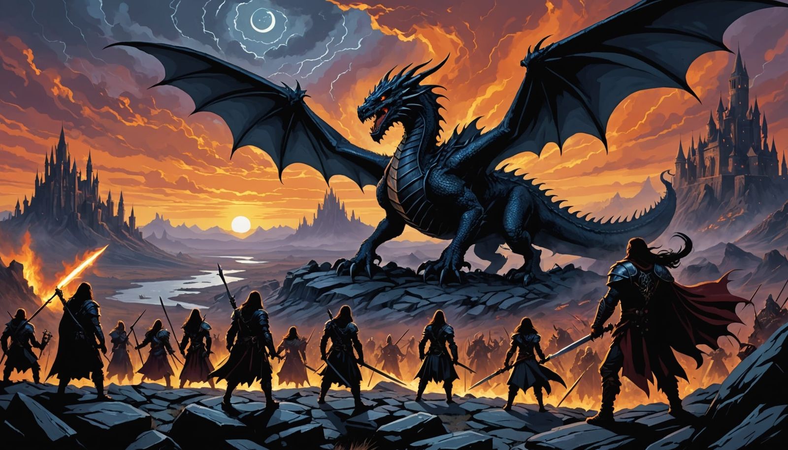 Dragonlance Krynn Battle Scene at Twilight