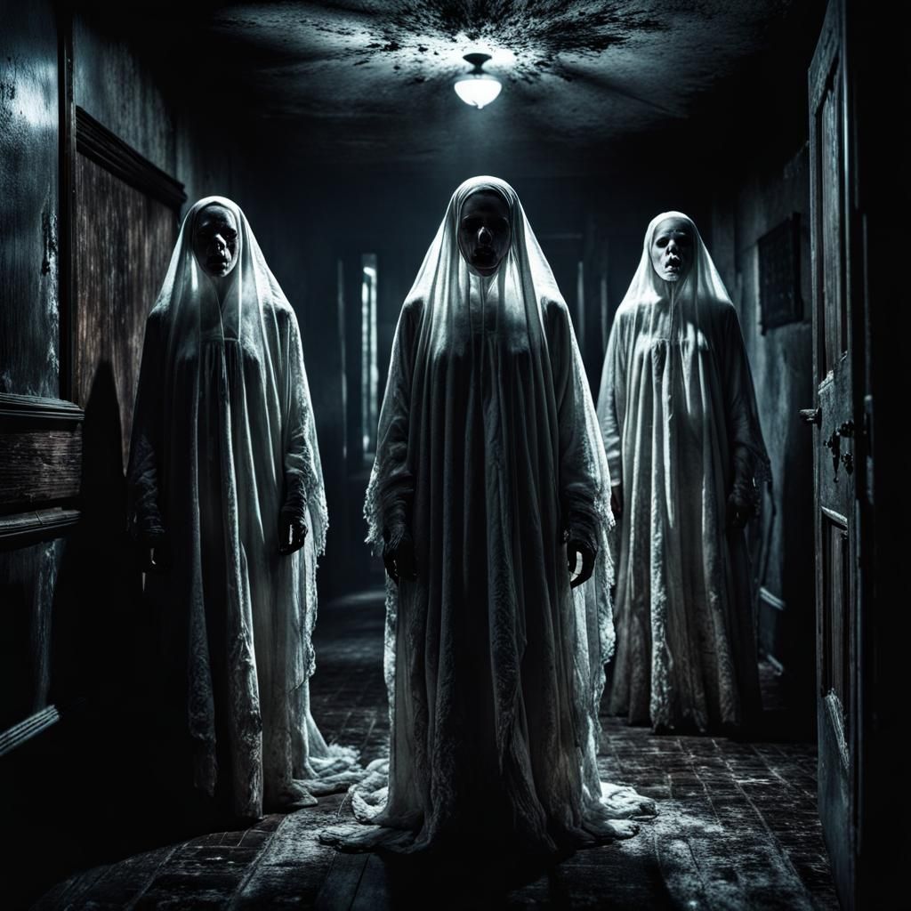 Ethereal Ghosts of Damned Persecutors in Vibrant Horror