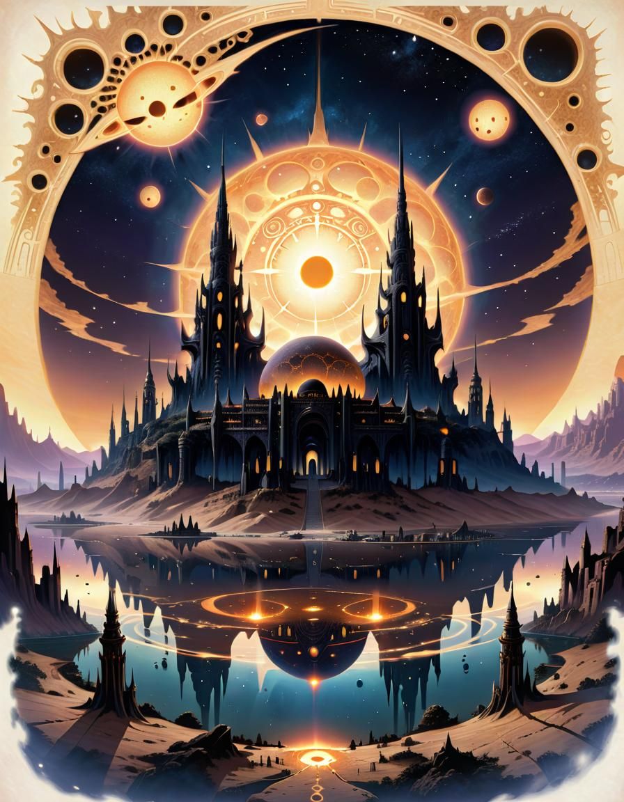 Anime Style Carcosa: Cursed City and Twin Suns