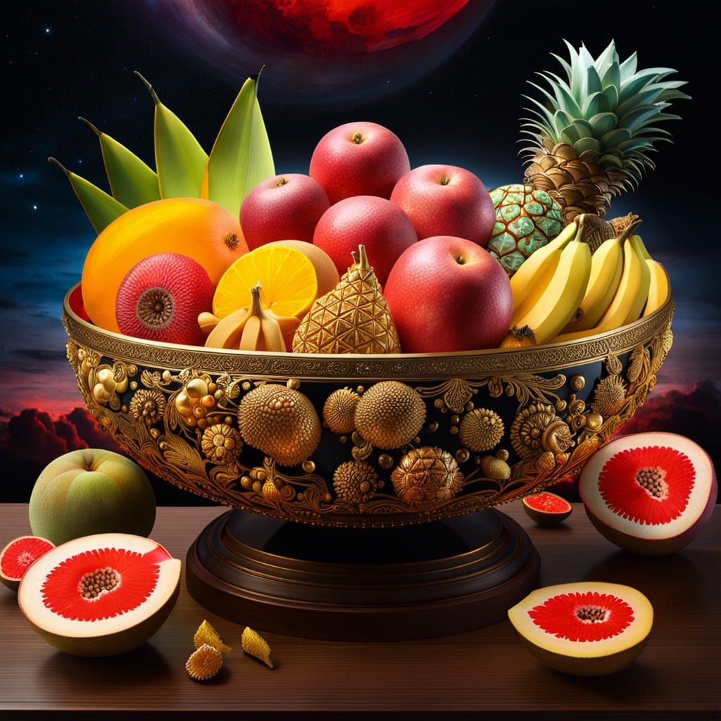 Tropical Fruit Bowl with Galactic Sky, Harlem Renaissance