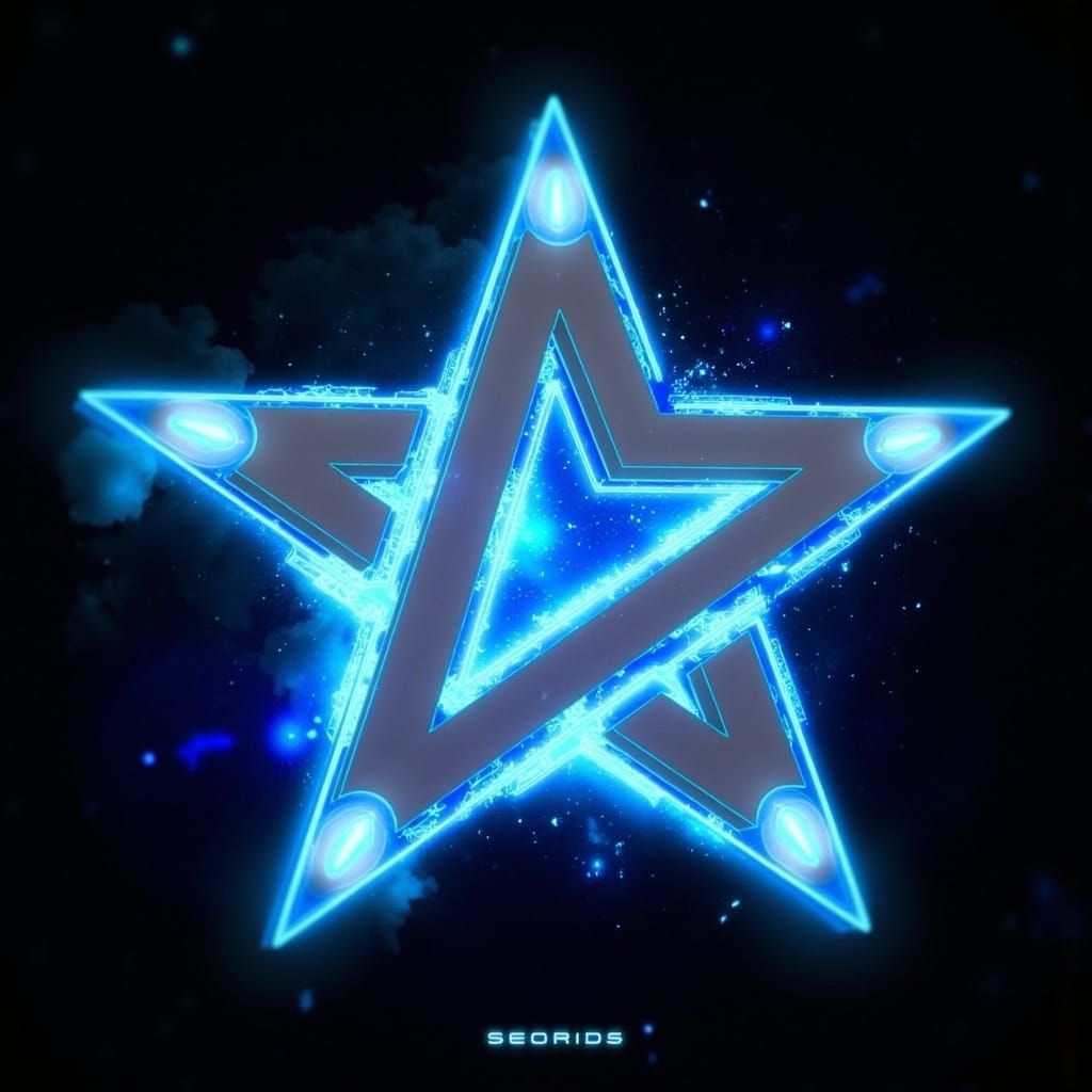 Sleek Sheriff Star Badge Shines with Neon-Blue Circuitry and...