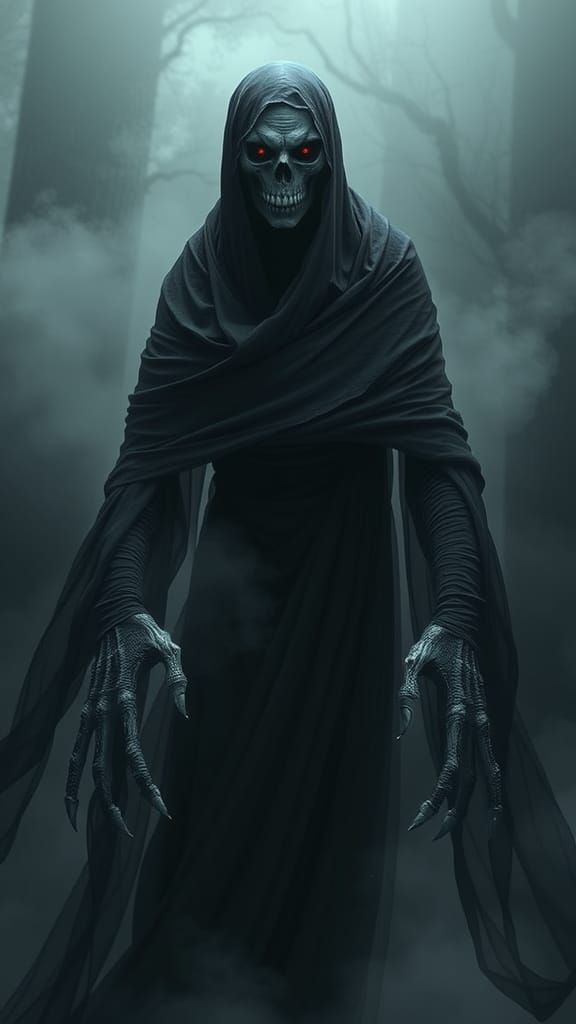 Nightmare About 8 feet tall , elongated limbs, undescribable eyes that shift from red to no face at all . Completely wra...