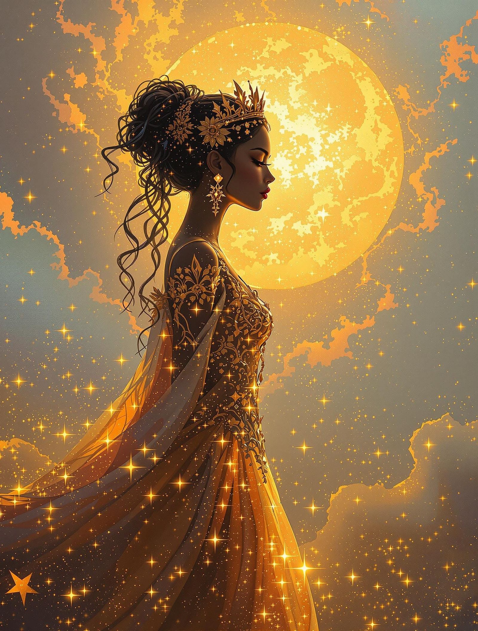 Dreamlike Pixel Art Portrait in Golden Dusk