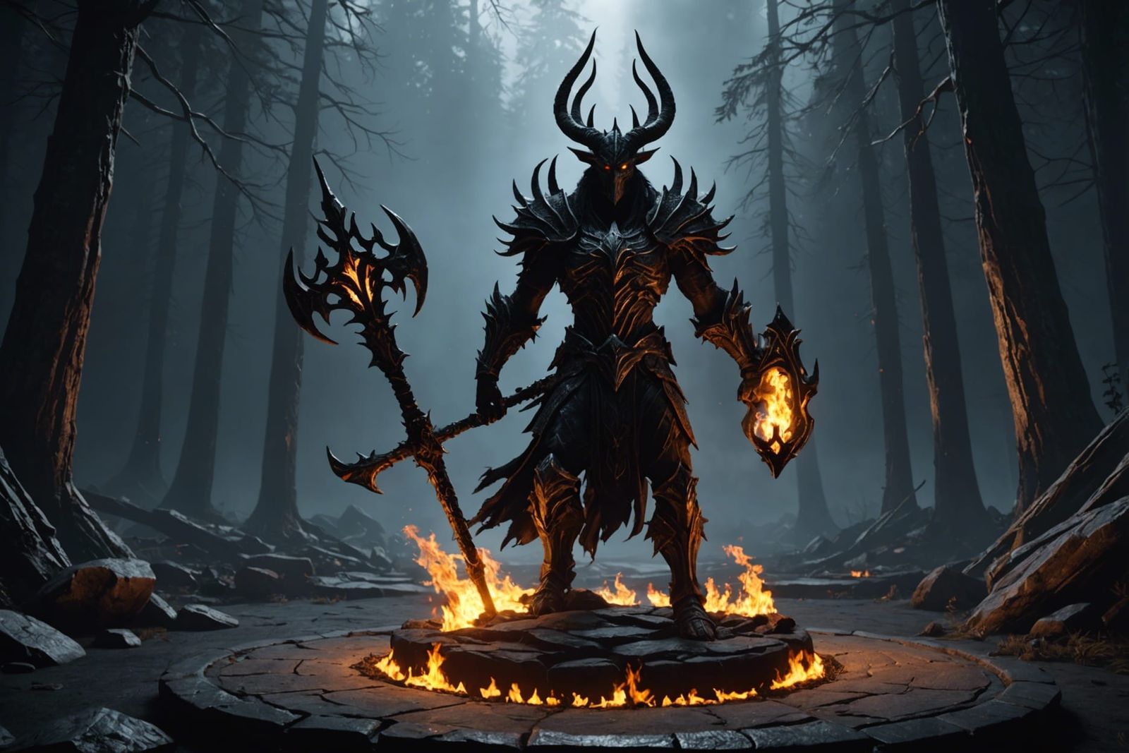 Molag Bol Statue with Dark Aura in 3D